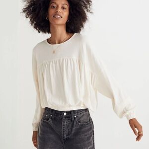 Madewell Cream Blouson Top